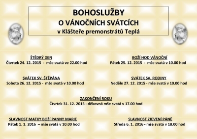 Bohoslužby o v&aacute;nočn&iacute;ch sv&aacute;tc&iacute;ch